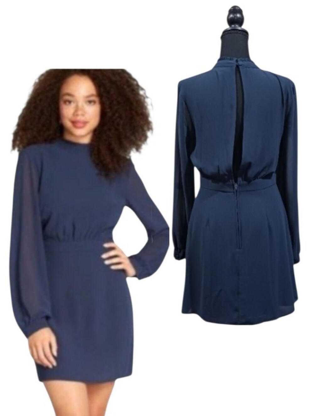 Modcloth Mock Neck Chiffon Mini Dress